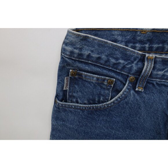 Vtg Y2K Carhartt Mens 32x32 Distressed Heavy Flannel Lined Straight Leg Jeans - Picture 8 of 16